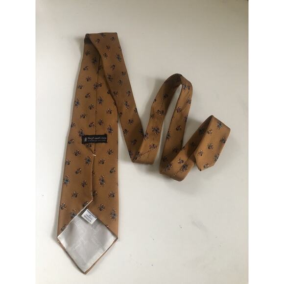 Macy's Rust Color Floral Geometric Print Silk Tie Printed In England 58” 4” - Picture 3 of 4